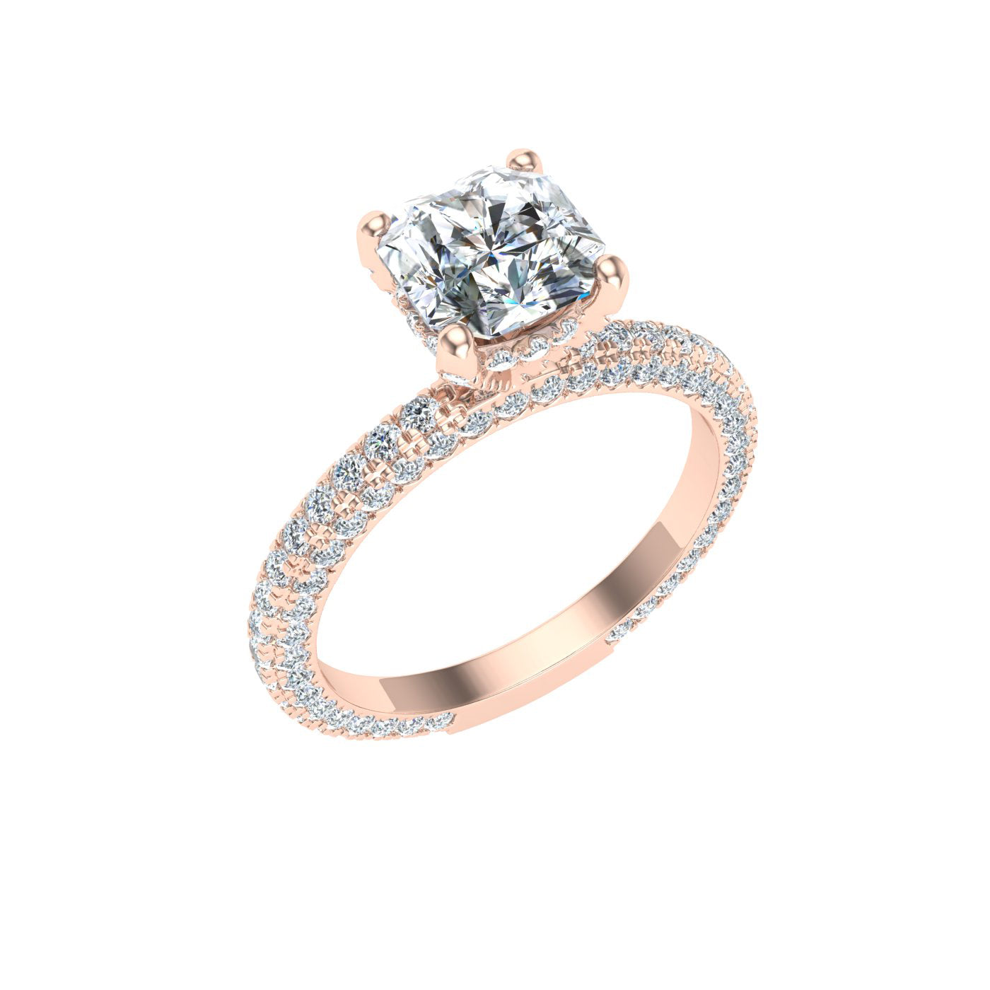 Infinite Asscher Cut Micro Pavé Moissanite Engagement Ring Rose Gold